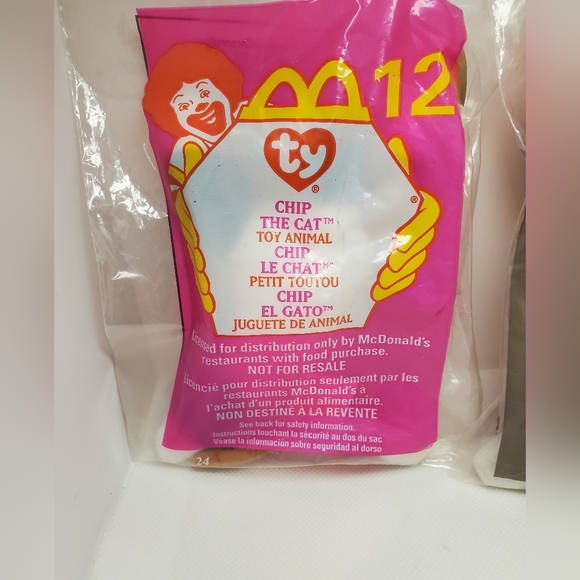 1999 McDonald's Ty Teenie Beanie cats #12 Chip #10 zip Sealed In Bags - Picture 2 of 5